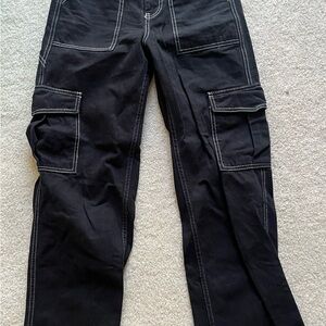 BDG Black Cargo Pants with Contrast Stitching